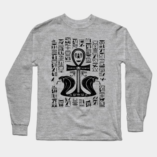 Egyptian cross ankh with Uraeus the Cobra Long Sleeve T-Shirt by Nartissima